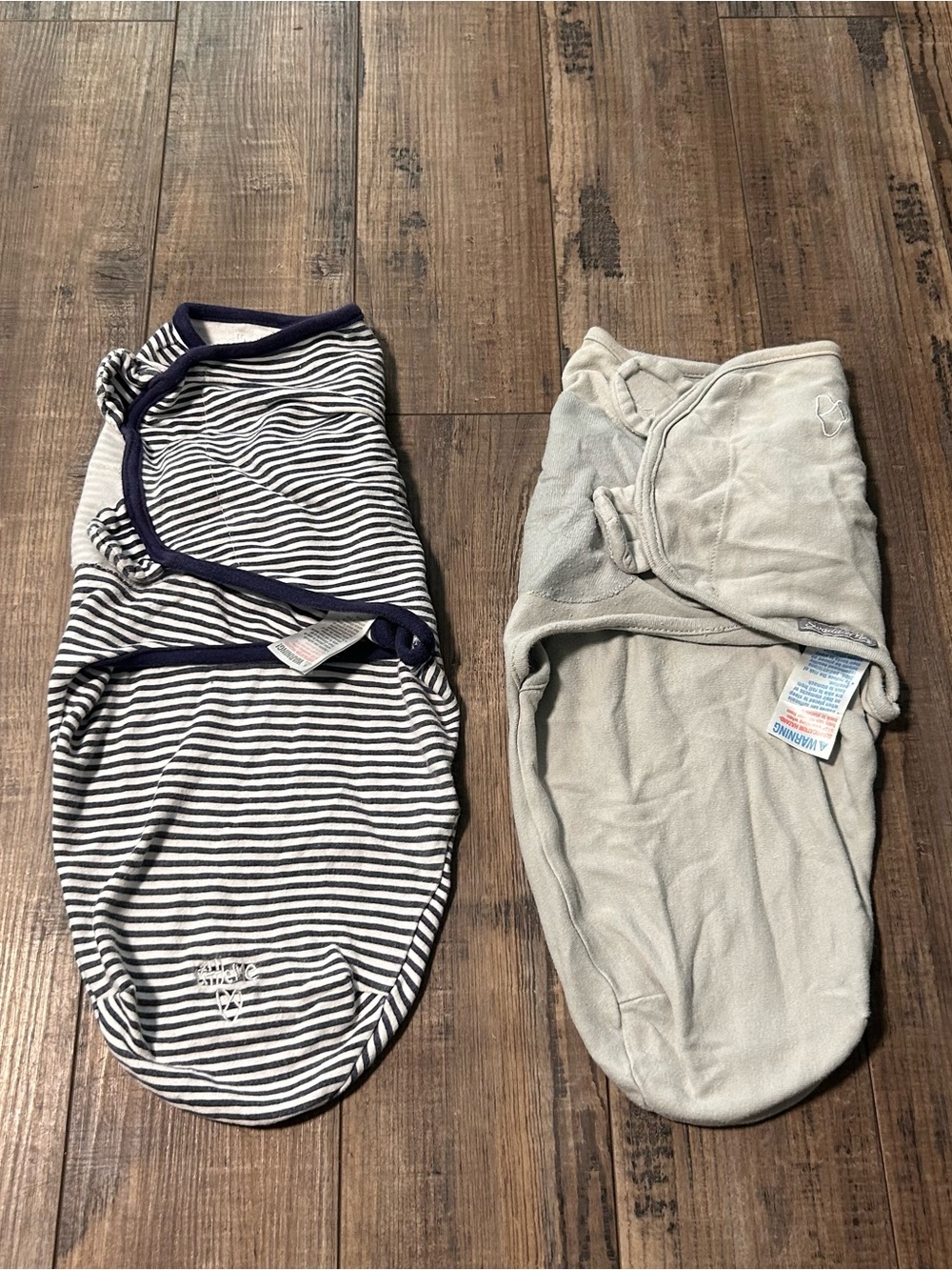 Swaddle Me Infant Swaddle Wrap Blue Stripe and Gray Solid S/M